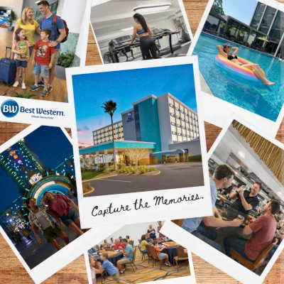 A collage featuring Best Western, with family activities, a pool, dining, a hotel, and "Capture the Memories."